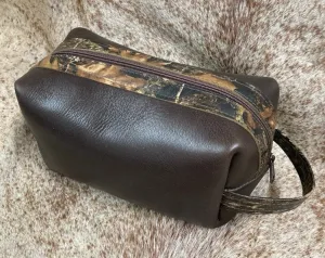 Shaving Kit - Brown Alligator Embossed Leather