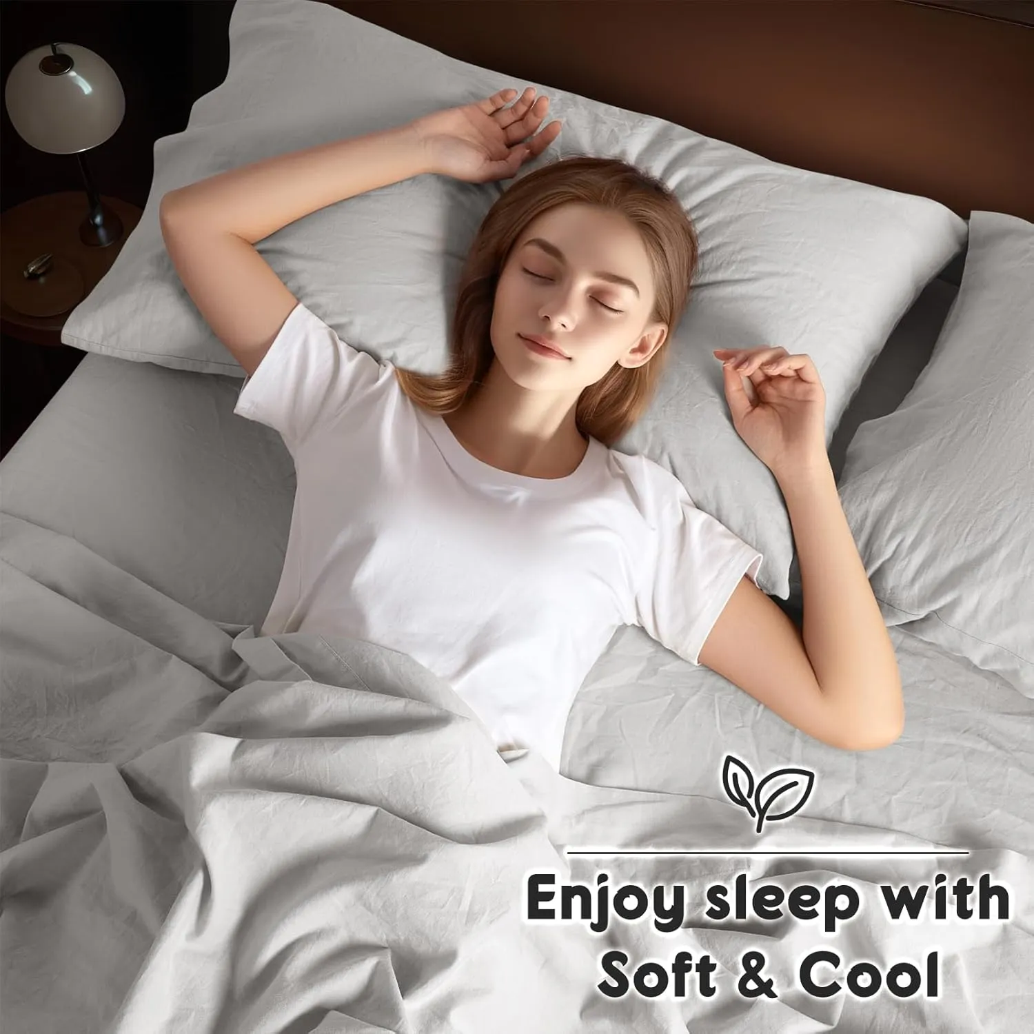Shilucheng 100% French Linen Sheets - Queen Size Bed Sheets, Breathable & Cooling Pure Linen Sheets,Soft Durable and Tear Resistant -16 Inch Deep Pocket - 4Pcs (Grey, Queen)