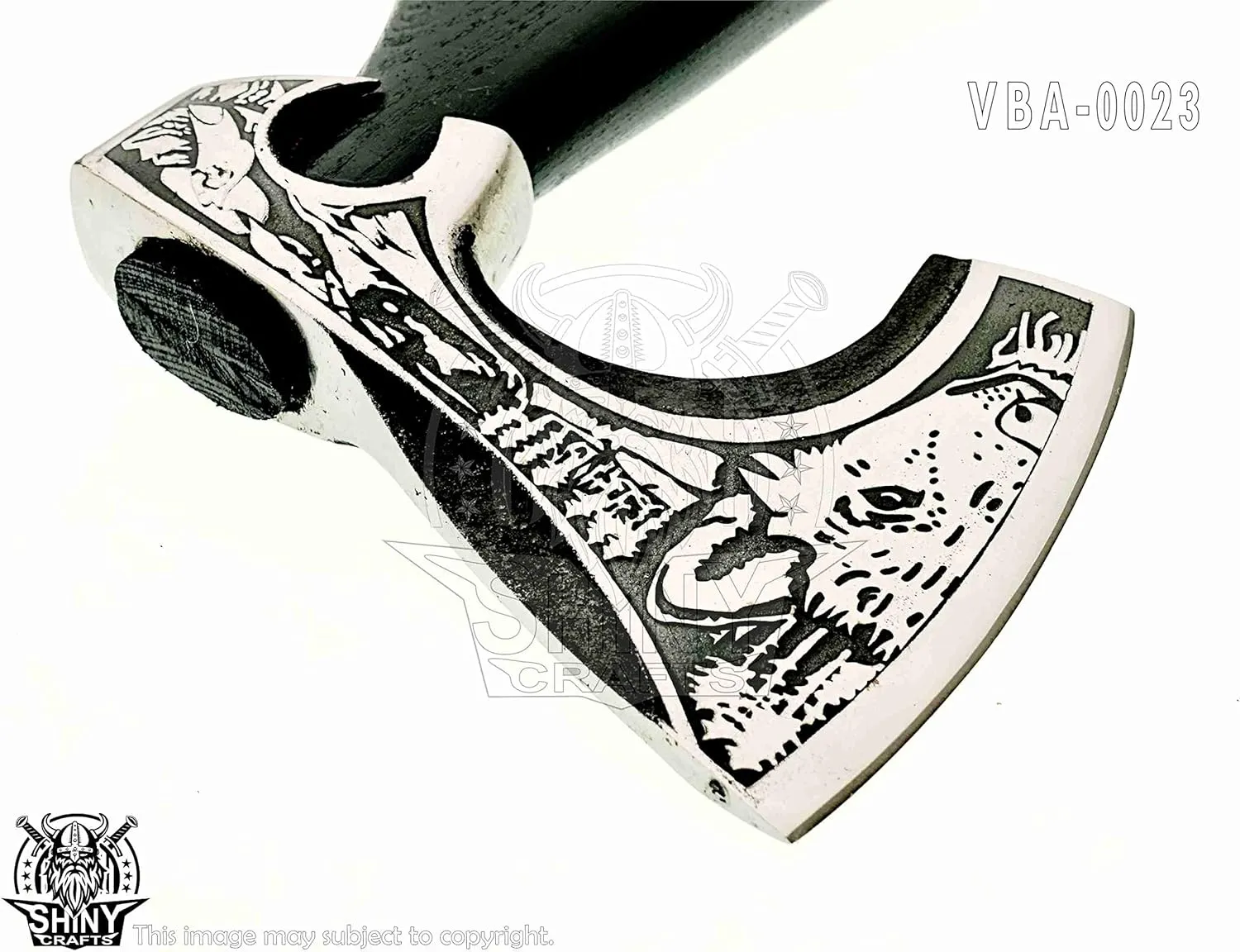 SHINY CRAFTS-Viking Axe Mens Axes Gifts for him Hatchet with Leather Sheath-Handmade Viking Axe with Carbon Steel Head Ashwood Handle Viking Gifts for Men with Premium Quality Leather Sheath (SCA 23)