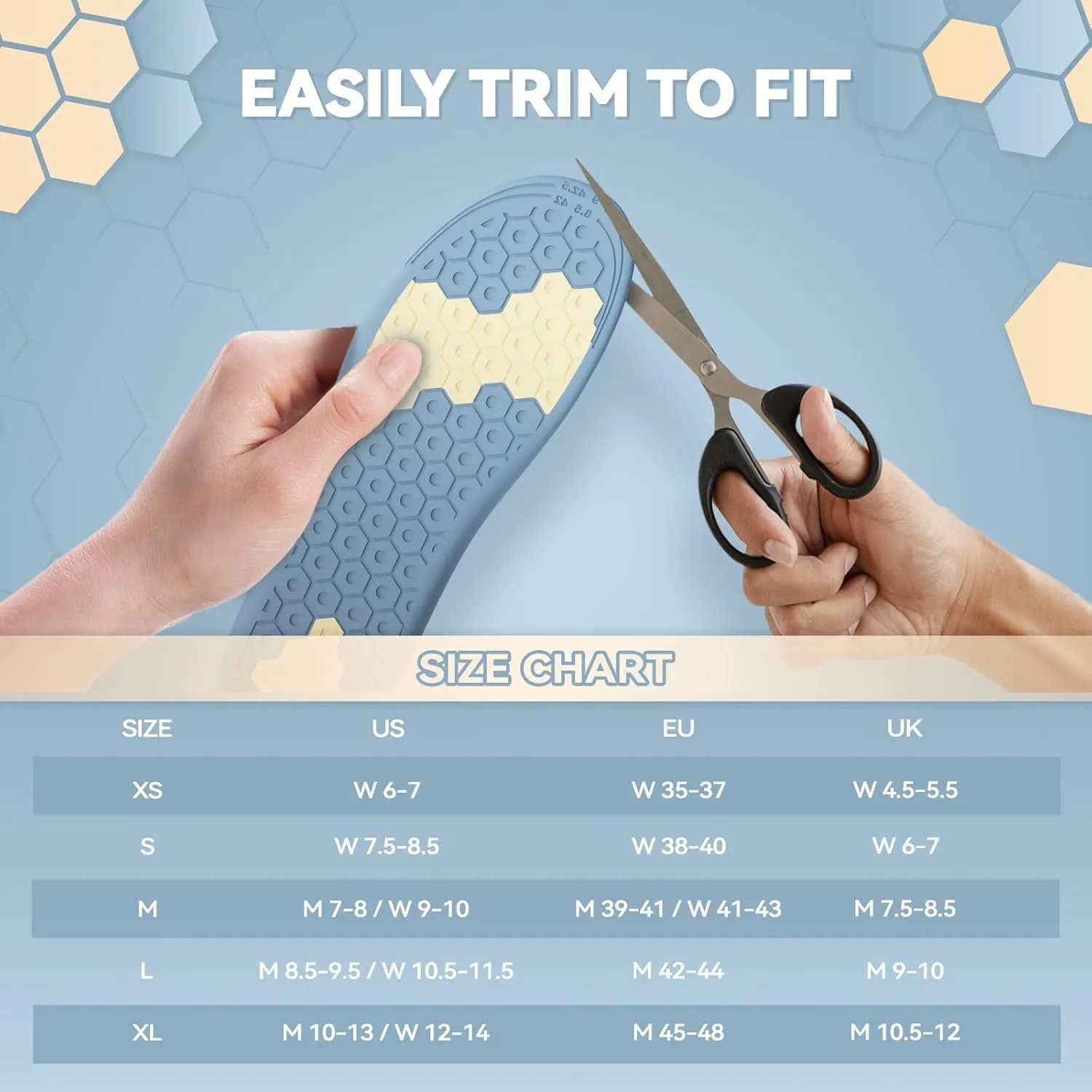 Shoe Lifts Men, DynWalker Height Increasing Shoe Inserts, Heel Lifts for Shoes, Suitable for Standing All Day, Comfort and Invisible Height Increase Insoles L Blue
