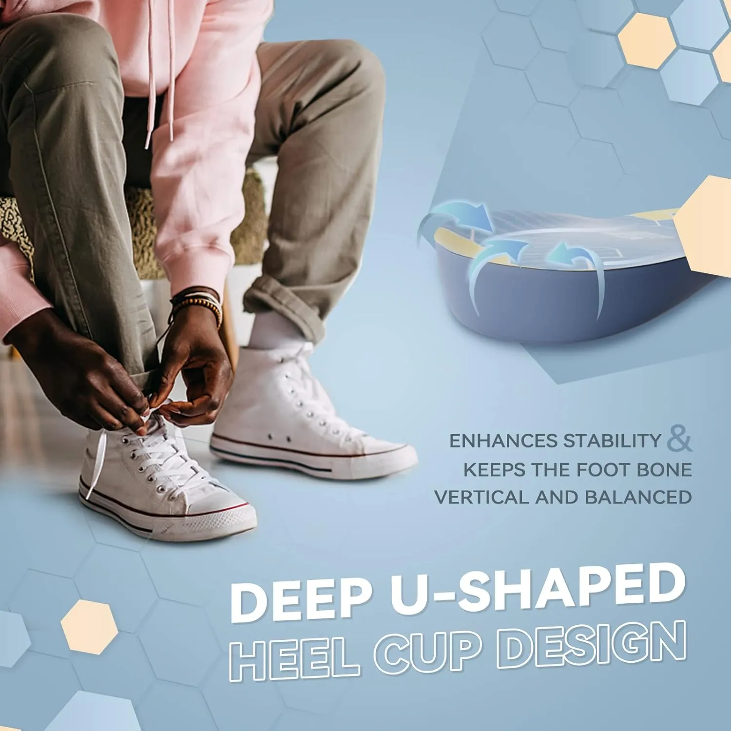 Shoe Lifts Men, DynWalker Height Increasing Shoe Inserts, Heel Lifts for Shoes, Suitable for Standing All Day, Comfort and Invisible Height Increase Insoles L Blue