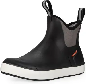 Showave Men’s Deck Boots Waterproof Ankle Saltwater Rain Boot Fishing Rubber Boots Slip On Neoprene Boat Booties Work Sailing Boot For Men