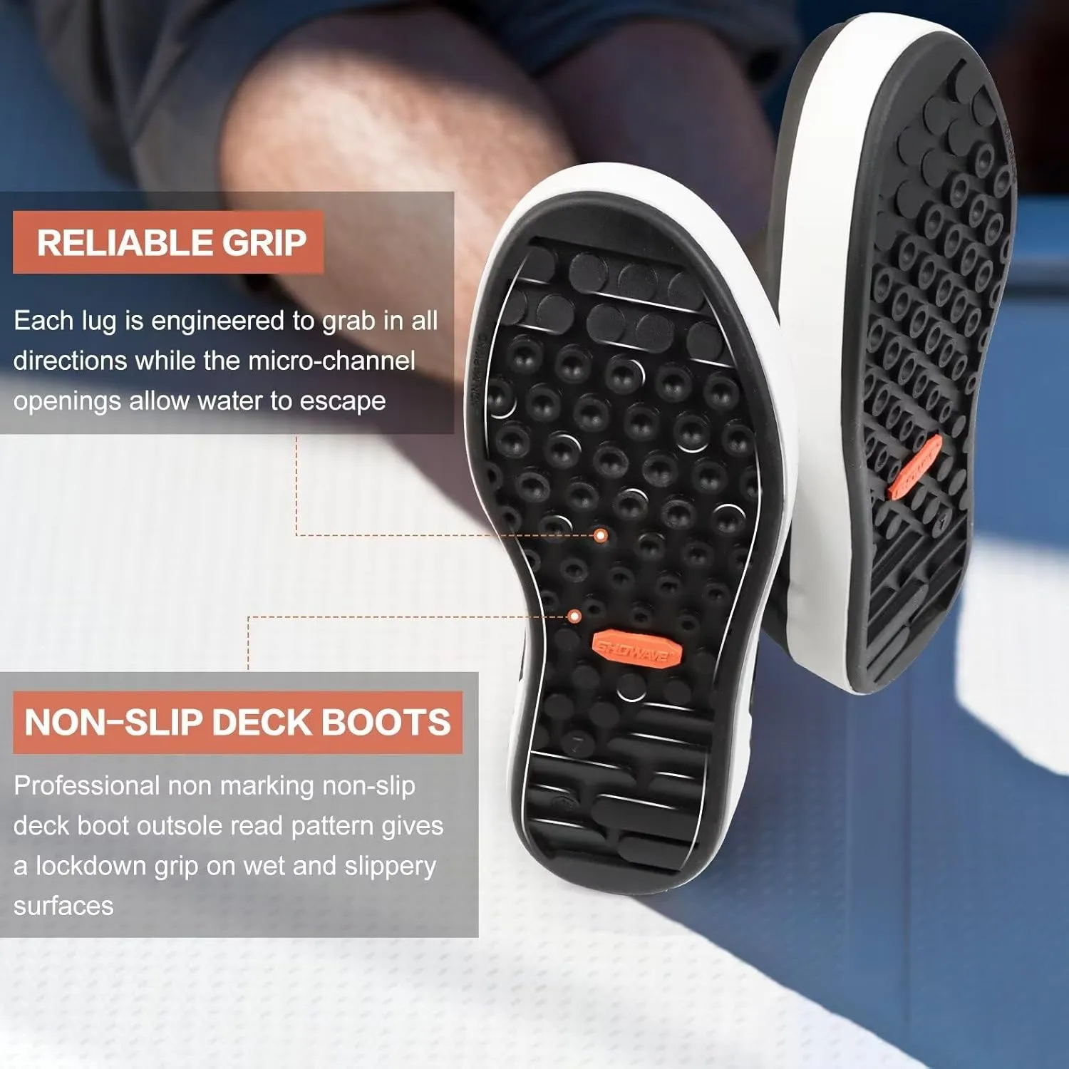 Showave Men’s Deck Boots Waterproof Ankle Saltwater Rain Boot Fishing Rubber Boots Slip On Neoprene Boat Booties Work Sailing Boot For Men