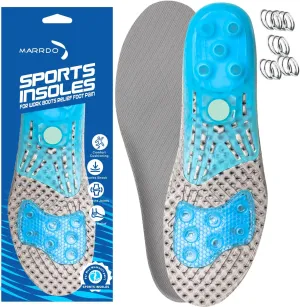 Silica Gel Sport Shoe Insoles for Kids and Women,MARRDO Spring Cushioning Shock Absorption Shoe Inserts,Plantar Fasciitis Arch Support Running Hiking Comfort Insoles (S Women 5-8/ Kids 2-6 Grey)