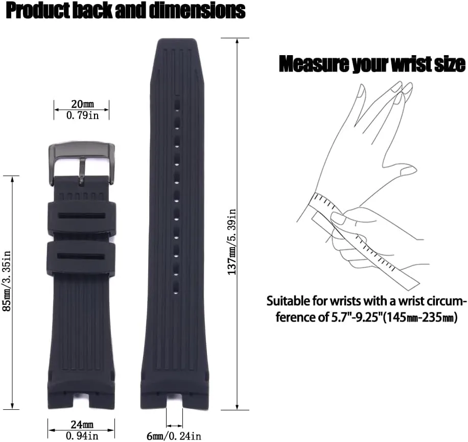 silicone Rubber Strap Compatible with Citizen AW1475 1476 1477 CA4154 4155 Watch Replacement Band Sports Waterproof Bracelet