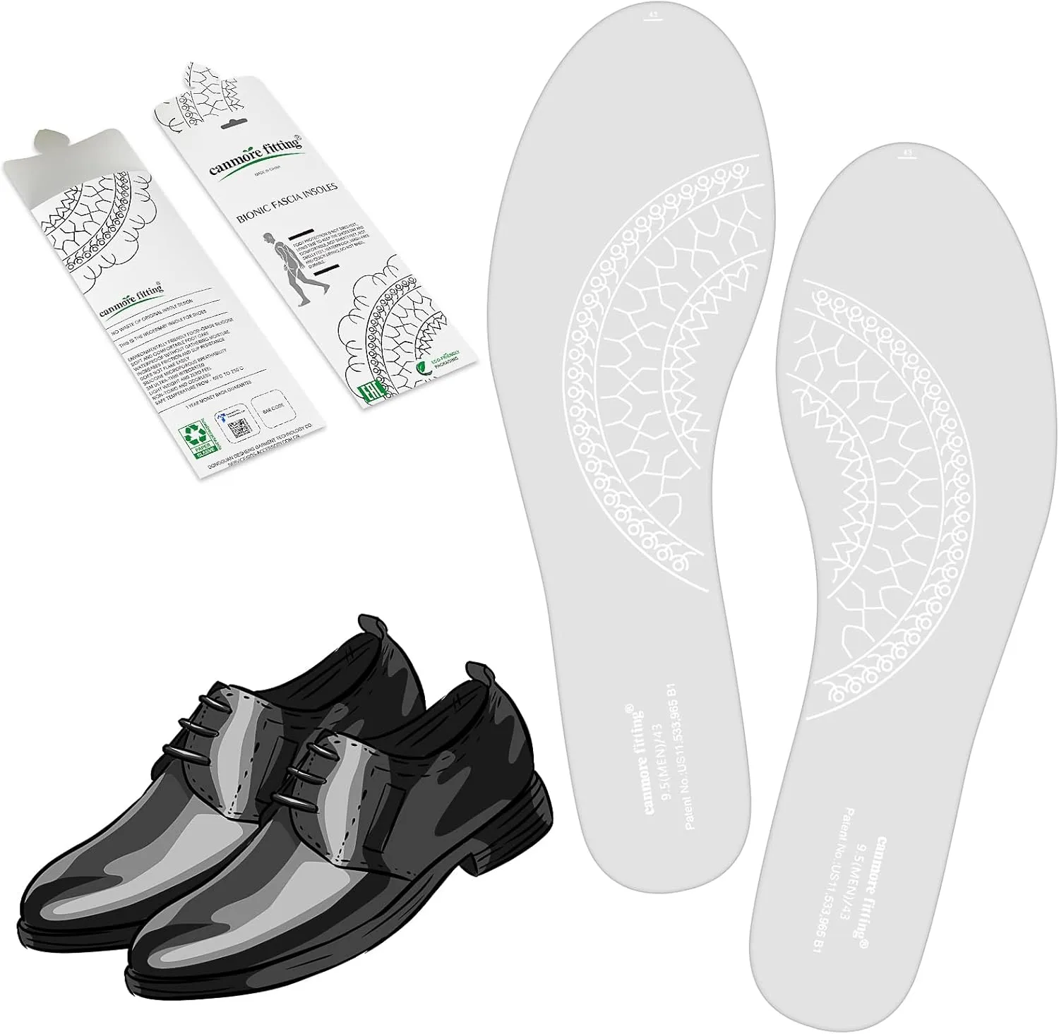 Silicone Self-Adhesive Insoles Sticker for Man's Leather Shoes Relieve Plantar Fasciitis Keep Shoes Dry Non-Slip Anti Odor Resistant