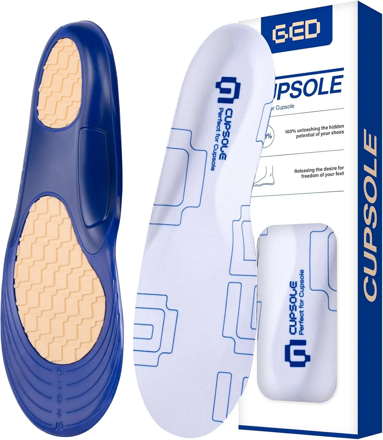 Skateboarding Shoe Insoles for Men, GED Sports Inserts for Skate Sneakers and Athletic Activity, Orthotic Insoles for Stability, Cushioning, Shock Absorbing, Arch Support, Protection （US 12-12.5）