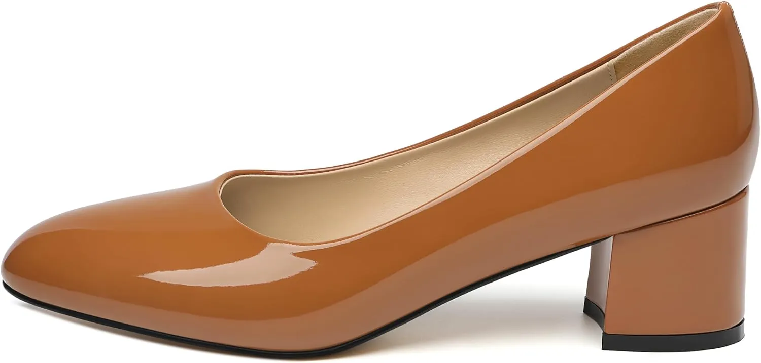 SKYSTERRY Women's Pumps Chunky Block Closed Round Toe Heels Low Heel Comfortable Dress Shoes for Business Work Wedding 2 Inch