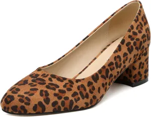 SKYSTERRY Women's Pumps Chunky Block Closed Round Toe Heels Low Heel Comfortable Dress Shoes for Business Work Wedding 2 Inch