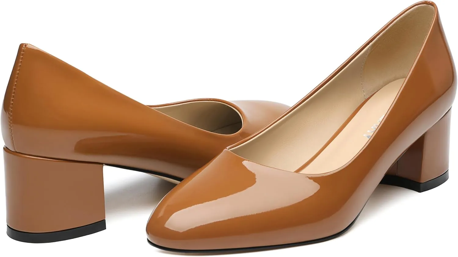 SKYSTERRY Women's Pumps Chunky Block Closed Round Toe Heels Low Heel Comfortable Dress Shoes for Business Work Wedding 2 Inch