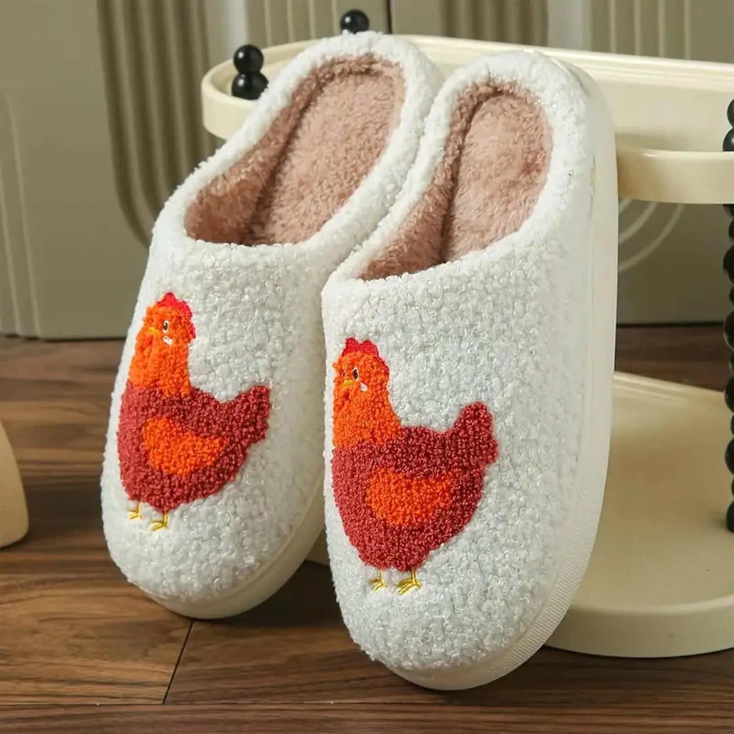 Slippers for Women Men Fruit Cute Animal Chicken Dog Lemon Memory Foam Fluffy Cozy House Indoor Outdoor Shoes