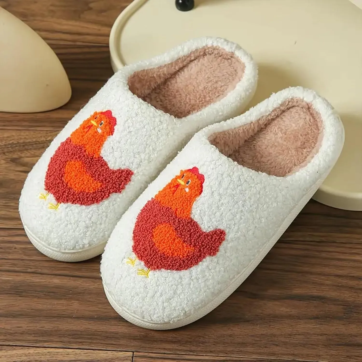 Slippers for Women Men Fruit Cute Animal Chicken Dog Lemon Memory Foam Fluffy Cozy House Indoor Outdoor Shoes