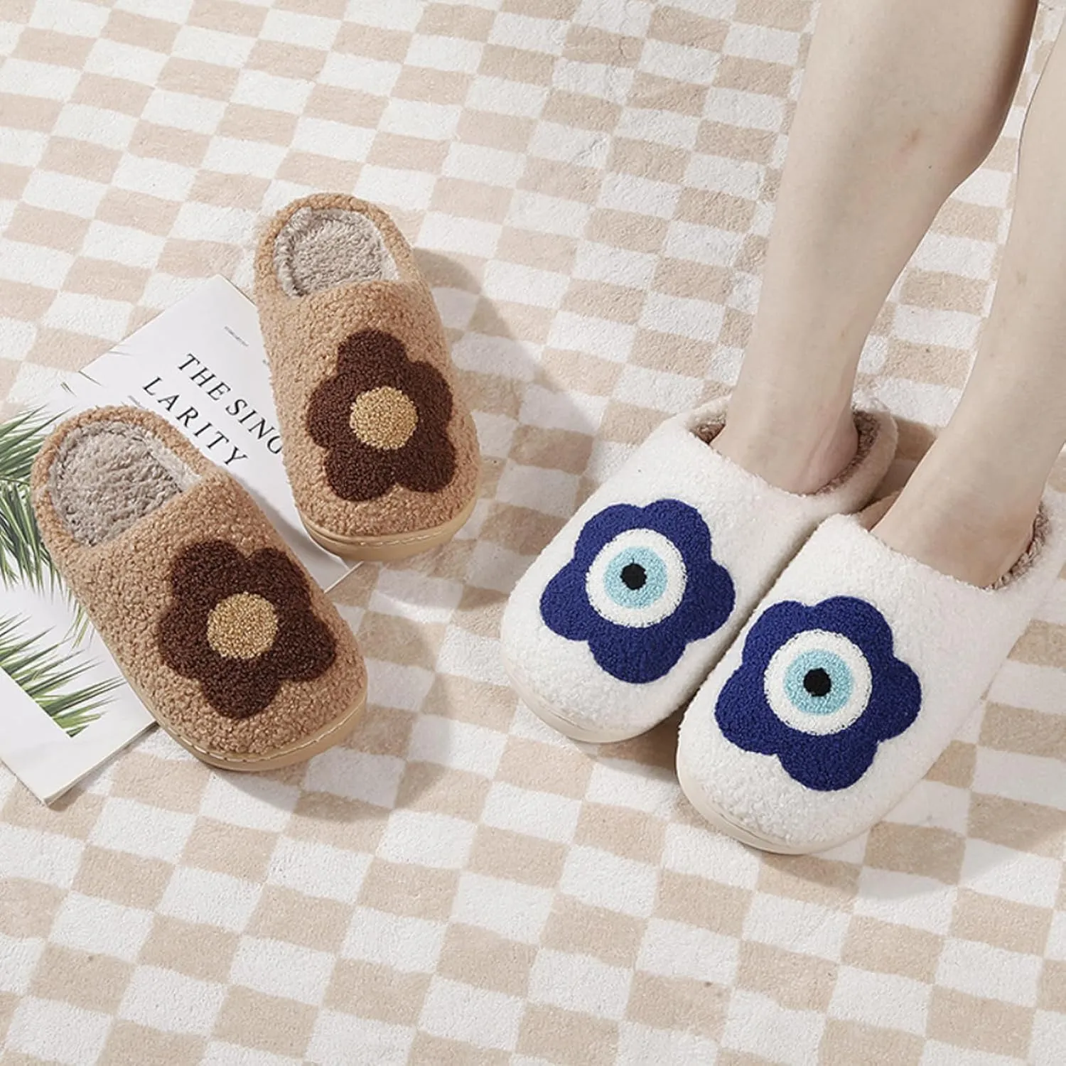 Slippers for Women Men Warm Memory Foam Anti-Slip House Shoes Comfortable Cotton Slippers Home Bedroom Shoes Indoor & Outdoor