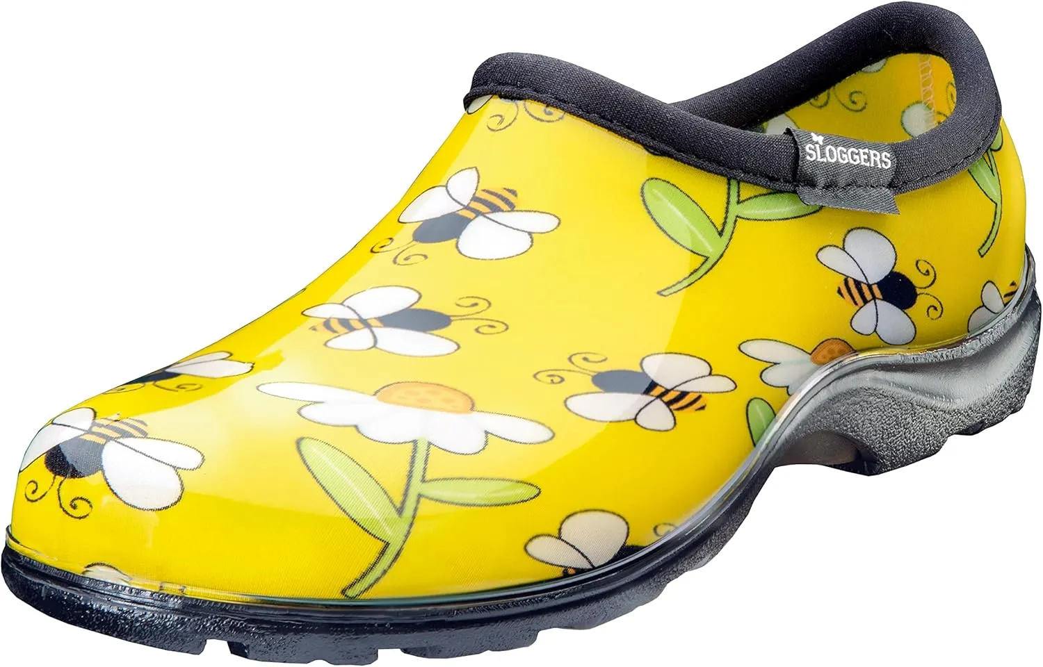 Sloggers Original Waterproof Rain and Garden Shoe for Women– Outdoor Slip-On Garden Clog - Made in The USA with Premium Comfort Insole and Arch Support - Bee Print Yellow, Size 10