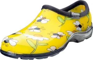Sloggers Original Waterproof Rain and Garden Shoe for Women– Outdoor Slip-On Garden Clog - Made in The USA with Premium Comfort Insole and Arch Support - Bee Print Yellow, Size 6