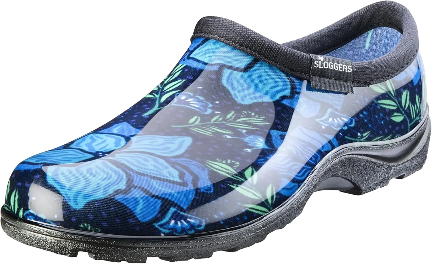 Sloggers Original Waterproof Rain and Garden Shoe for Women– Outdoor Slip-On Garden Clog - Made in The USA with Premium Comfort Insole and Arch Support - Blue Spring Surprise Print, Size 10