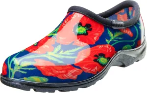 Sloggers Original Waterproof Rain and Garden Shoe for Women– Outdoor Slip-On Garden Clog - Made in The USA with Premium Comfort Insole and Arch Support - Bold Poppies Blue, Size 10