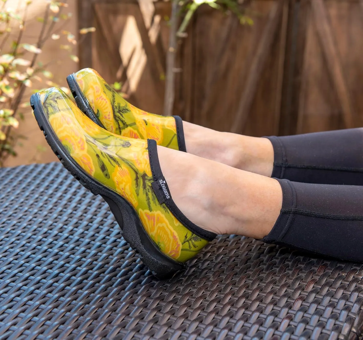 Sloggers Original Waterproof Rain and Garden Shoe for Women– Outdoor Slip-On Garden Clog - Made in The USA with Premium Comfort Insole and Arch Support - Bold Poppies Lt Green, Size 11