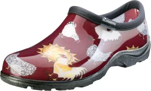 Sloggers Original Waterproof Rain and Garden Shoe for Women– Outdoor Slip-On Garden Clog - Made in The USA with Premium Comfort Insole and Arch Support - Chicken Print Barn Red, Size 11