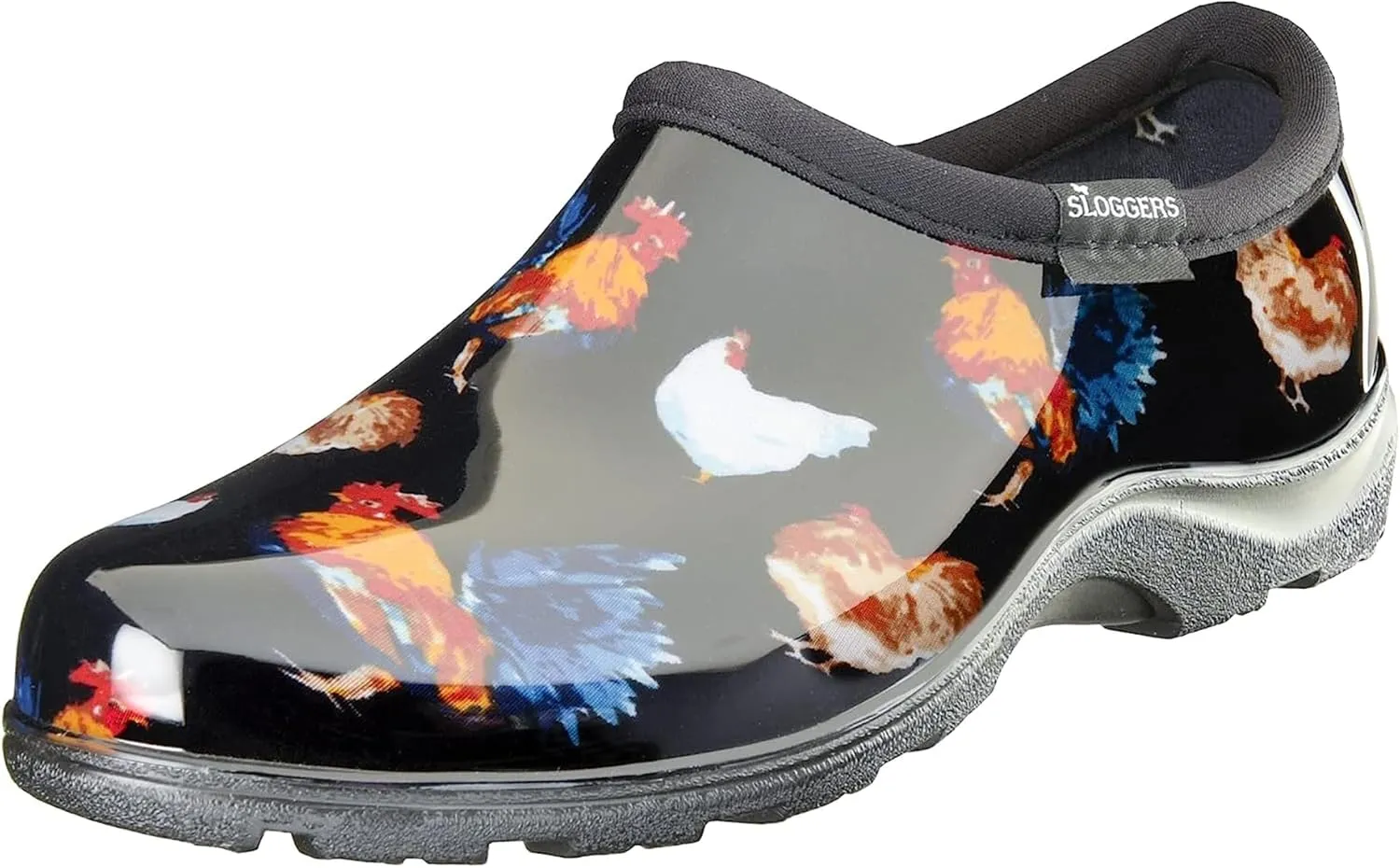 Sloggers Original Waterproof Rain and Garden Shoe for Women– Outdoor Slip-On Garden Clog - Made in The USA with Premium Comfort Insole and Arch Support - Classic Chicken Black, Size 9