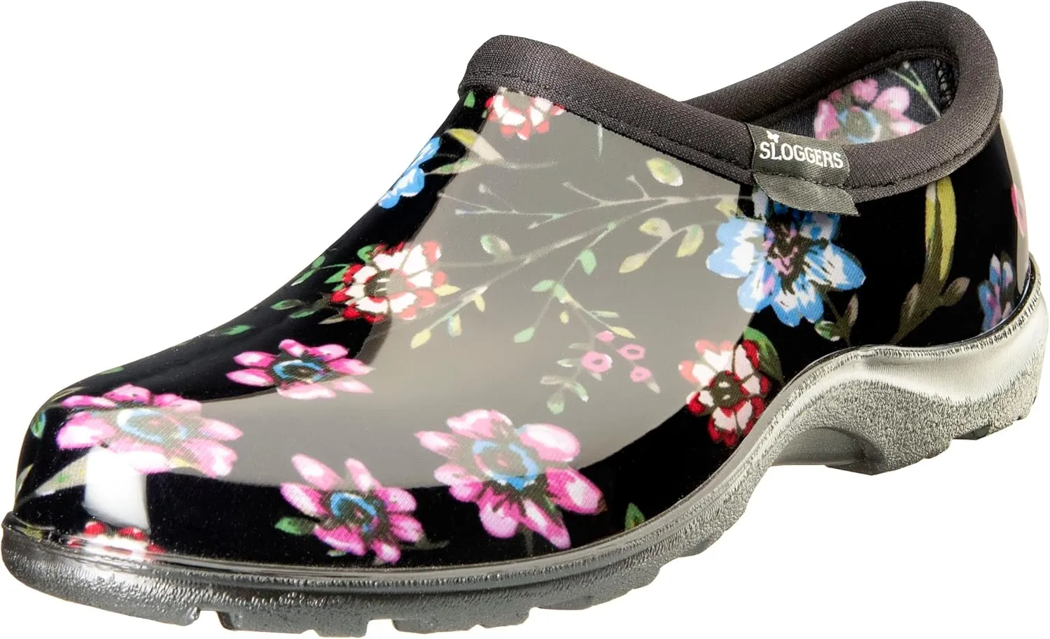 Sloggers Original Waterproof Rain and Garden Shoe for Women– Outdoor Slip-On Garden Clog - Made in The USA with Premium Comfort Insole and Arch Support - Ditsy Spring Black, Size 10