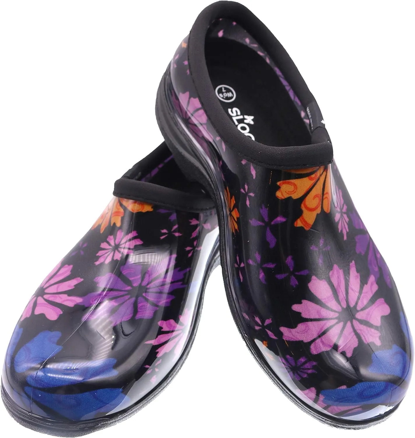 Sloggers Original Waterproof Rain and Garden Shoe for Women– Outdoor Slip-On Garden Clog - Made in The USA with Premium Comfort Insole and Arch Support - Flower Power, Size 6