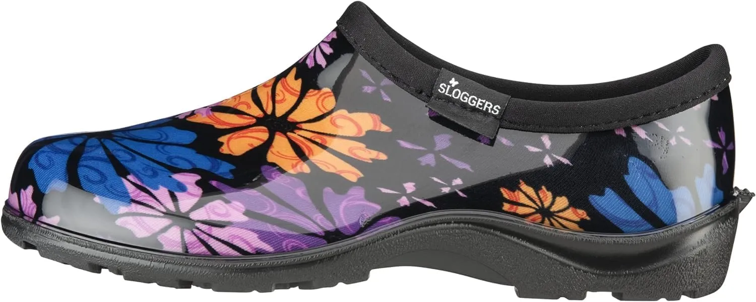 Sloggers Original Waterproof Rain and Garden Shoe for Women– Outdoor Slip-On Garden Clog - Made in The USA with Premium Comfort Insole and Arch Support - Flower Power, Size 6