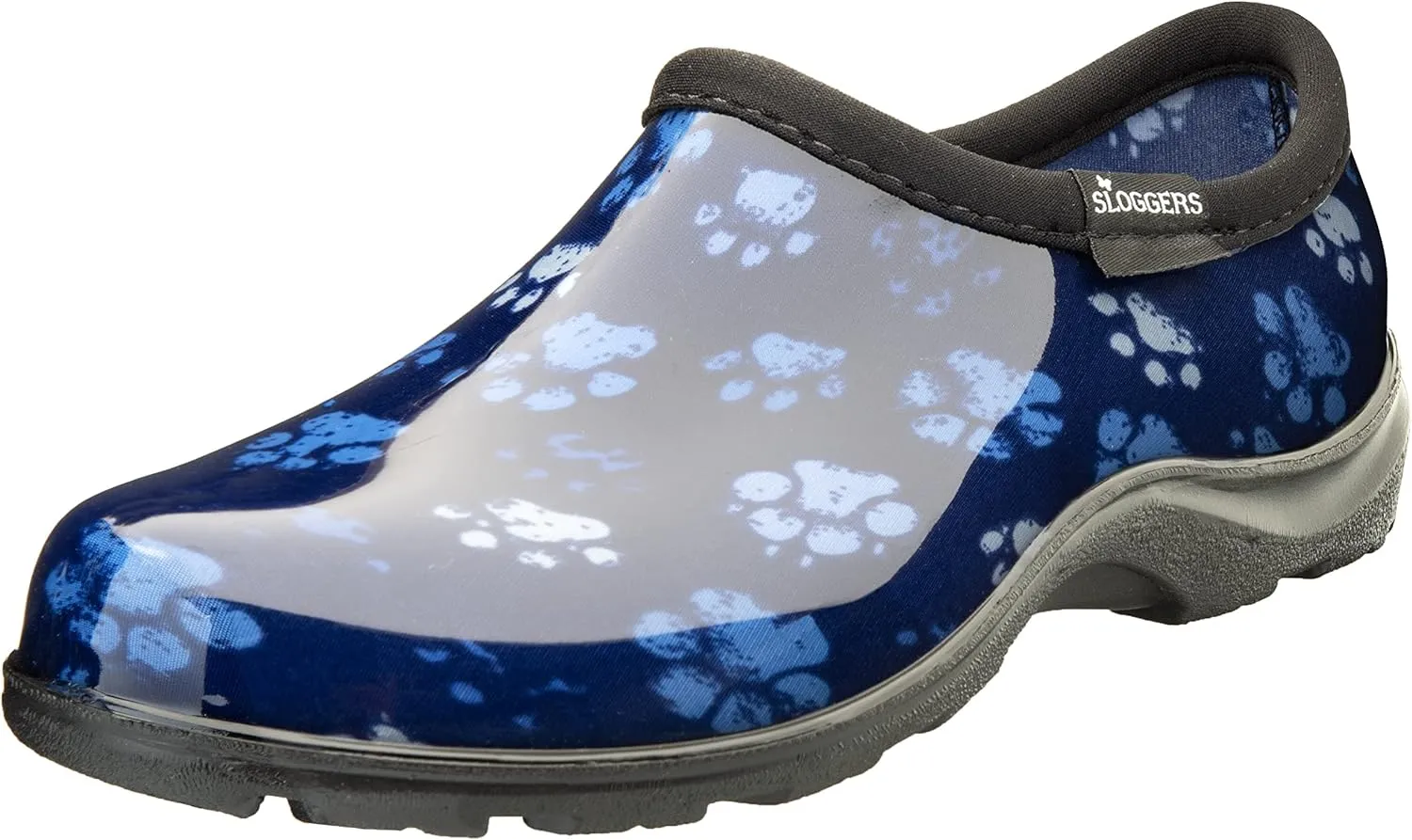 Sloggers Original Waterproof Rain and Garden Shoe for Women– Outdoor Slip-On Garden Clog - Made in The USA with Premium Comfort Insole and Arch Support - Grungy Paw Print Blue, Size 9