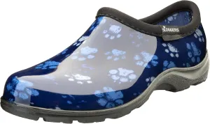 Sloggers Original Waterproof Rain and Garden Shoe for Women– Outdoor Slip-On Garden Clog - Made in The USA with Premium Comfort Insole and Arch Support - Grungy Paw Print Blue, Size 9