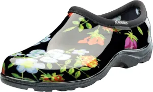 Sloggers Original Waterproof Rain and Garden Shoe for Women– Outdoor Slip-On Garden Clog - Made in The USA with Premium Comfort Insole and Arch Support - Meadow Print Black, Size 6