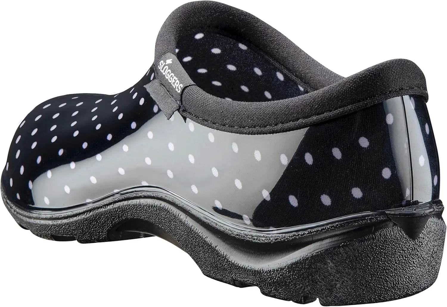Sloggers Original Waterproof Rain and Garden Shoe for Women– Outdoor Slip-On Garden Clog - Made in The USA with Premium Comfort Insole and Arch Support - Polka Dot Print Black and White, Size 8