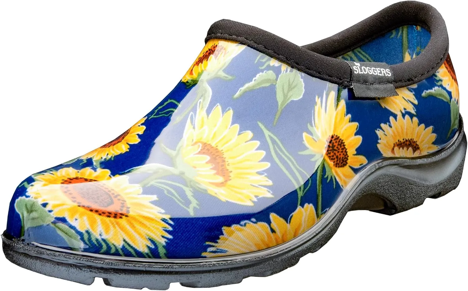 Sloggers Original Waterproof Rain and Garden Shoe for Women– Outdoor Slip-On Garden Clog - Made in The USA with Premium Comfort Insole and Arch Support - Sunflower Print Blue, Size 7