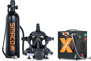 SMACO Mini Scuba Tank for Shallow Water Diving 1.9L Scuba Cylinder Diving Tank Kit Provide 25-30 Minutes Breath Support for Underwater Recreation/Diving Practice/Water Rescue/Backup Air