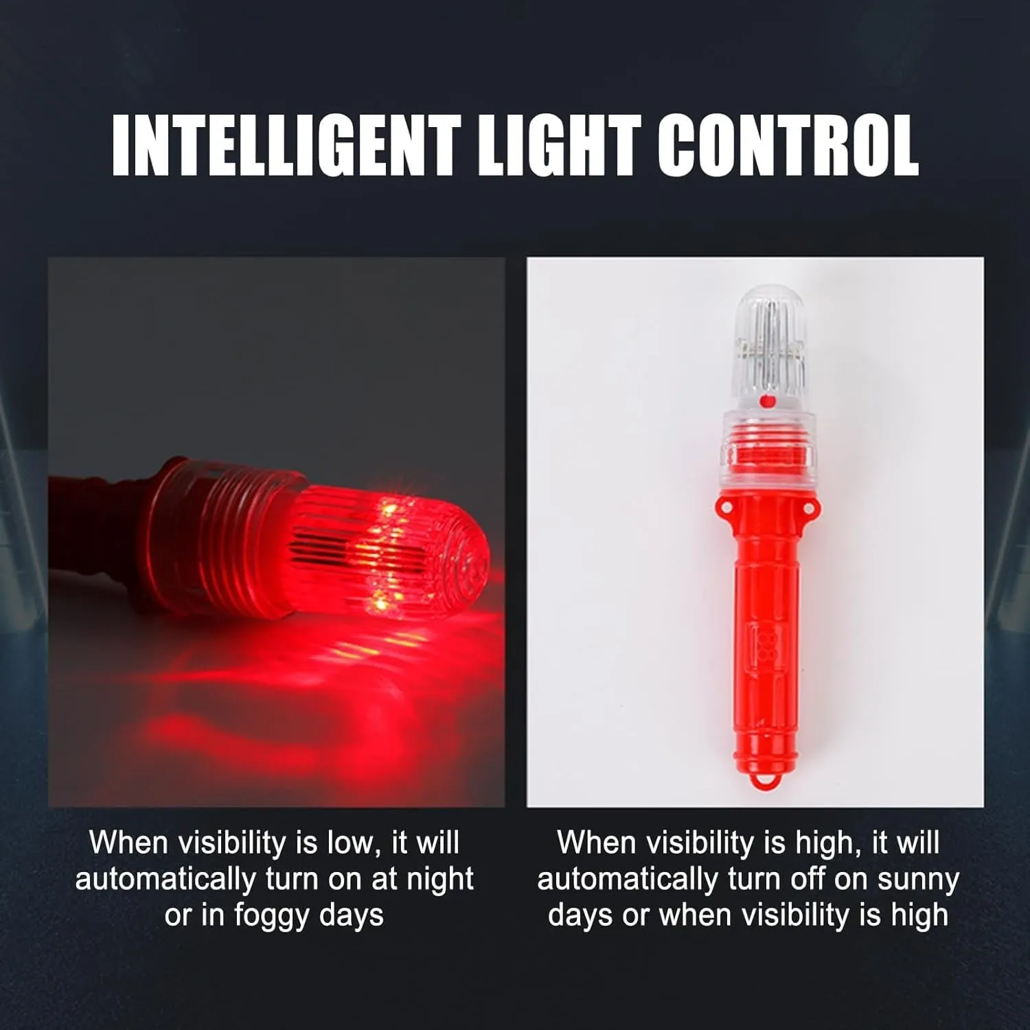 Smart Marine Signal Light - LED Boat Flares Coast Guard Approved, Waterproof Fishing Light with Dual Side Holes, Emergency Safety Kit for Boating, Visual Distress Signals (red)