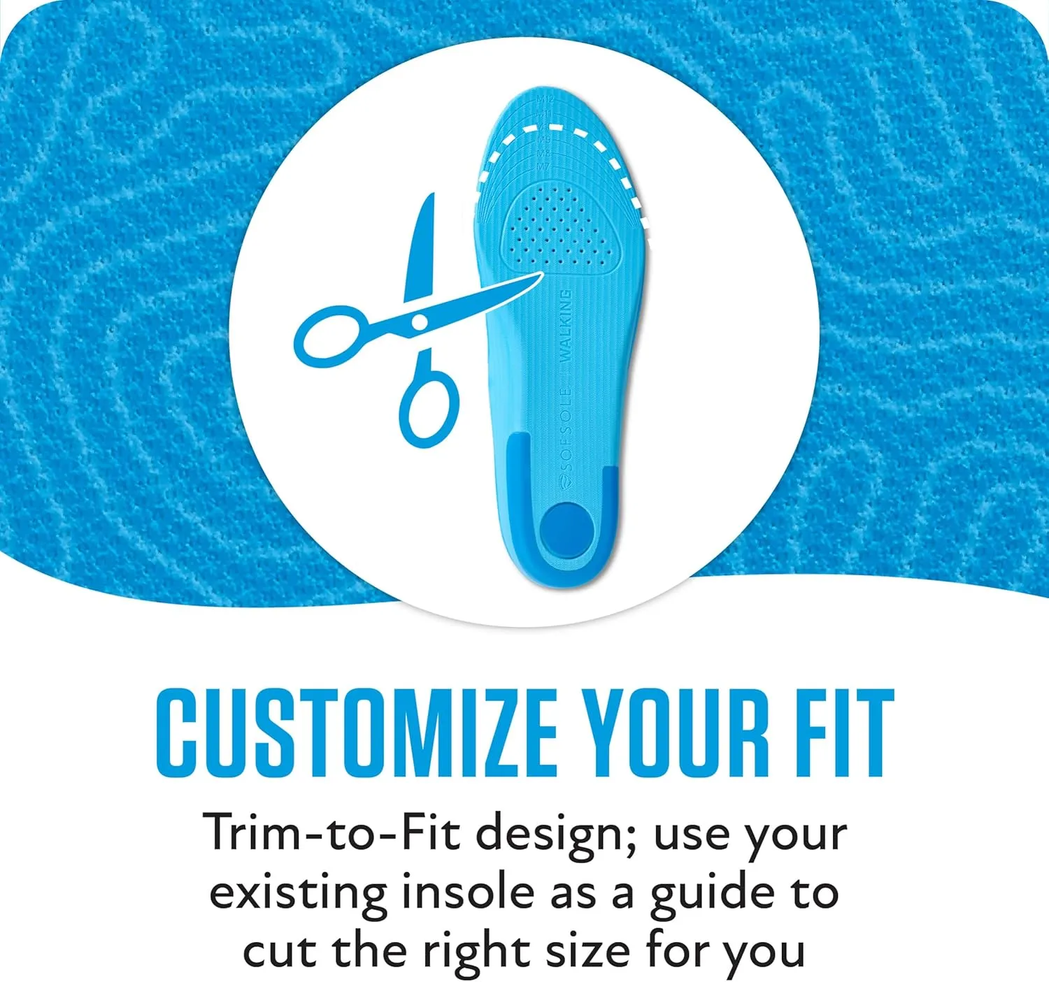 Sof Sole Walking Insoles for Men and Women – Cobra Heel Wrap Stability, Targeted Heel Cushioning, Breathable Top Cover, Trim-to-Fit, Medium Profile – Comfort Insoles for Walking and Reducing Fatigue