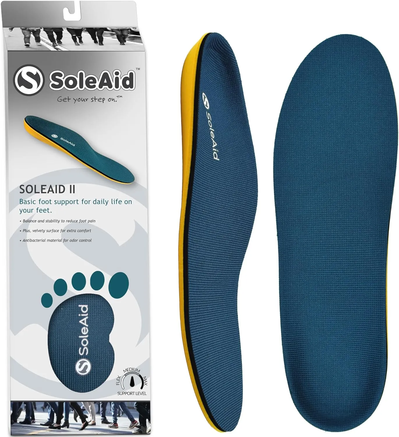 SoleAid II Performance Insole, Neutral Height Semi-Rigid Arch Support Orthotic for Pronation, Shock Absorbing, Anti-Fatigue, All Day Comfort Shoe Insert