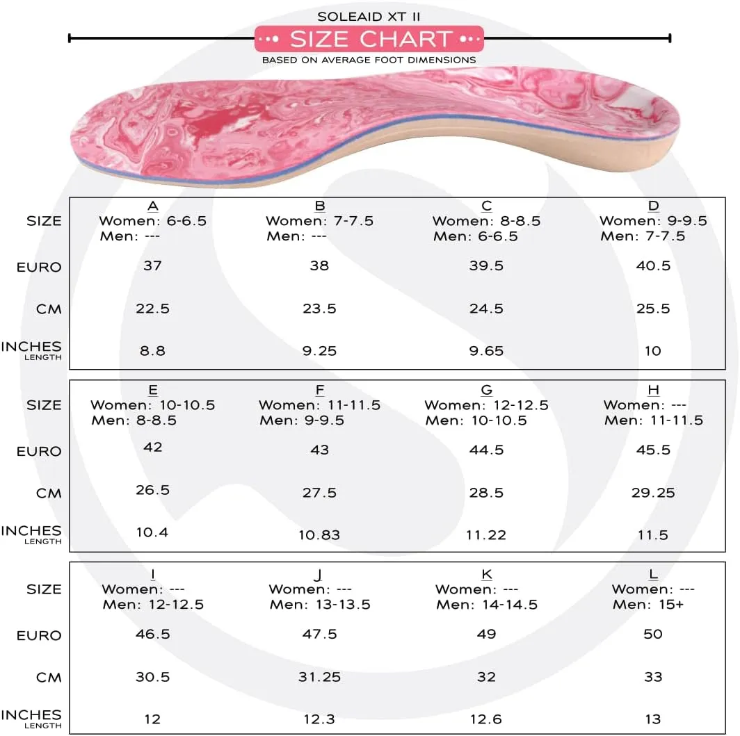 SoleAid XTI Insoles - 3-Layer Performance Insole, Semi-Rigid Arch Support - Light Weight, Shock Absorbing, Anti-Fatigue Foot Orthotic for Plantar Fasciitis (Men's - / Women's 7-7.5)