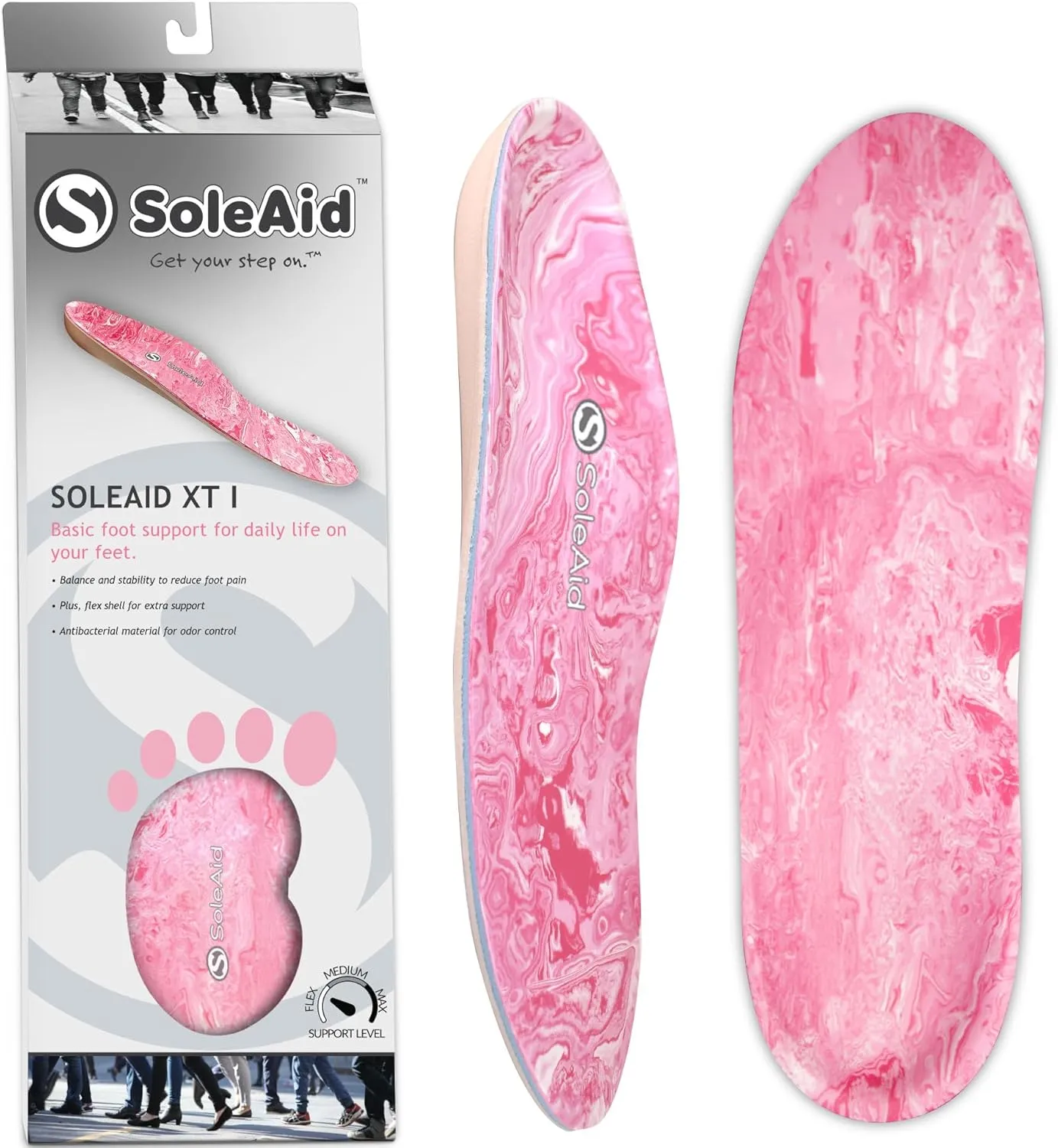 SoleAid XTI Insoles - 3-Layer Performance Insole, Semi-Rigid Arch Support - Light Weight, Shock Absorbing, Anti-Fatigue Foot Orthotic for Plantar Fasciitis (Men's - / Women's 7-7.5)