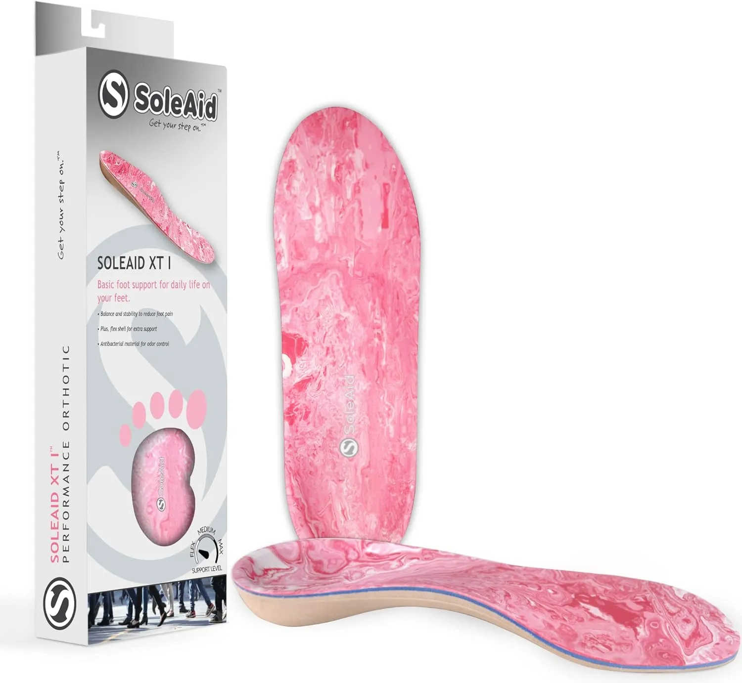 SoleAid XTI Insoles - 3-Layer Performance Insole, Semi-Rigid Arch Support - Light Weight, Shock Absorbing, Anti-Fatigue Foot Orthotic for Plantar Fasciitis (Men's - / Women's 7-7.5)