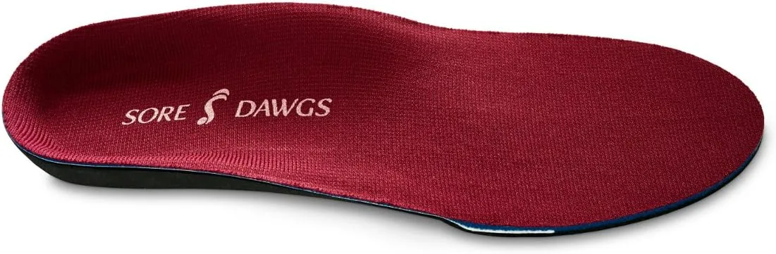 Sore Dawgs Achiever Support Insoles for Mid-Arch Active Footwear, Red, X-Large (Men's 11.5-14)