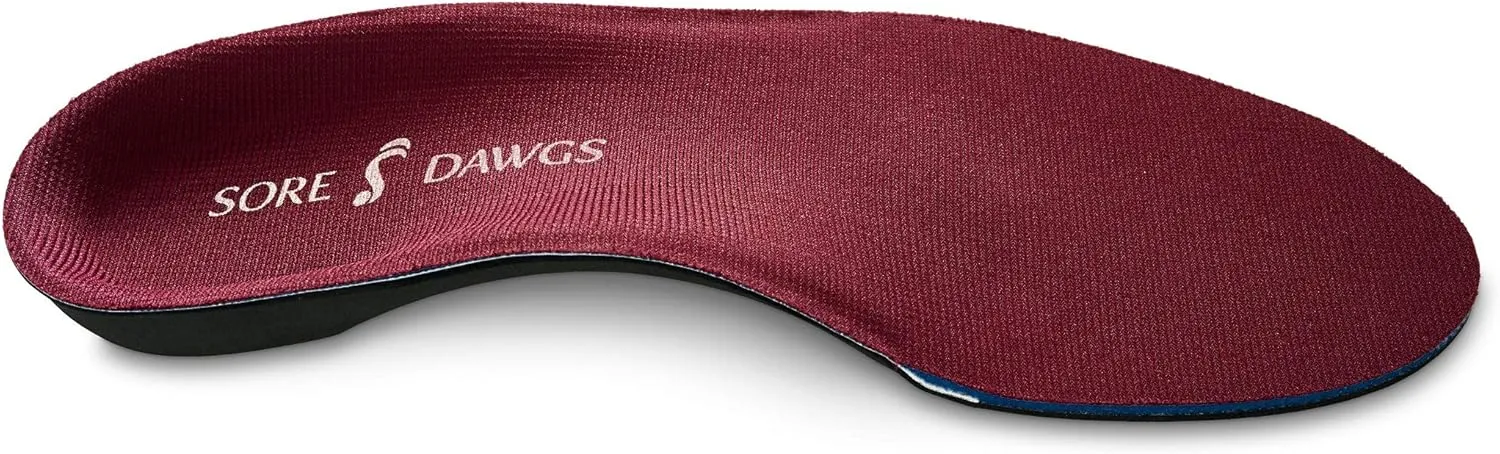 Sore Dawgs Achiever Support Insoles for Mid-Arch Active Footwear, Red, X-Large (Men's 11.5-14)