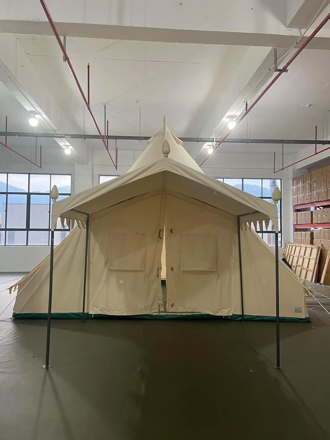 Spacious 4-Season Camping Tent with Porch, Durable Canvas Design for Family Gatherings, 19.68ft x 13.1ft