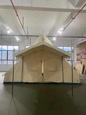 Spacious 4-Season Camping Tent with Porch, Durable Canvas Design for Family Gatherings, 19.68ft x 13.1ft