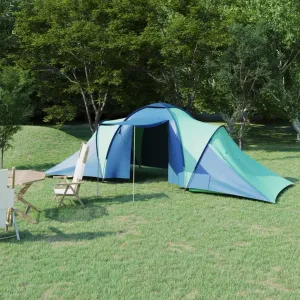 Spacious 6-Person Camping Tent for Outdoor Adventures, Quick Setup, Two Compartments, Blue and Green