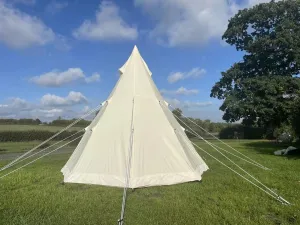Spacious and 4-Season Tipi Tent for Family Camping and Glamping, Aluminum Pole, Water-Resistant Canvas, 9.85ft