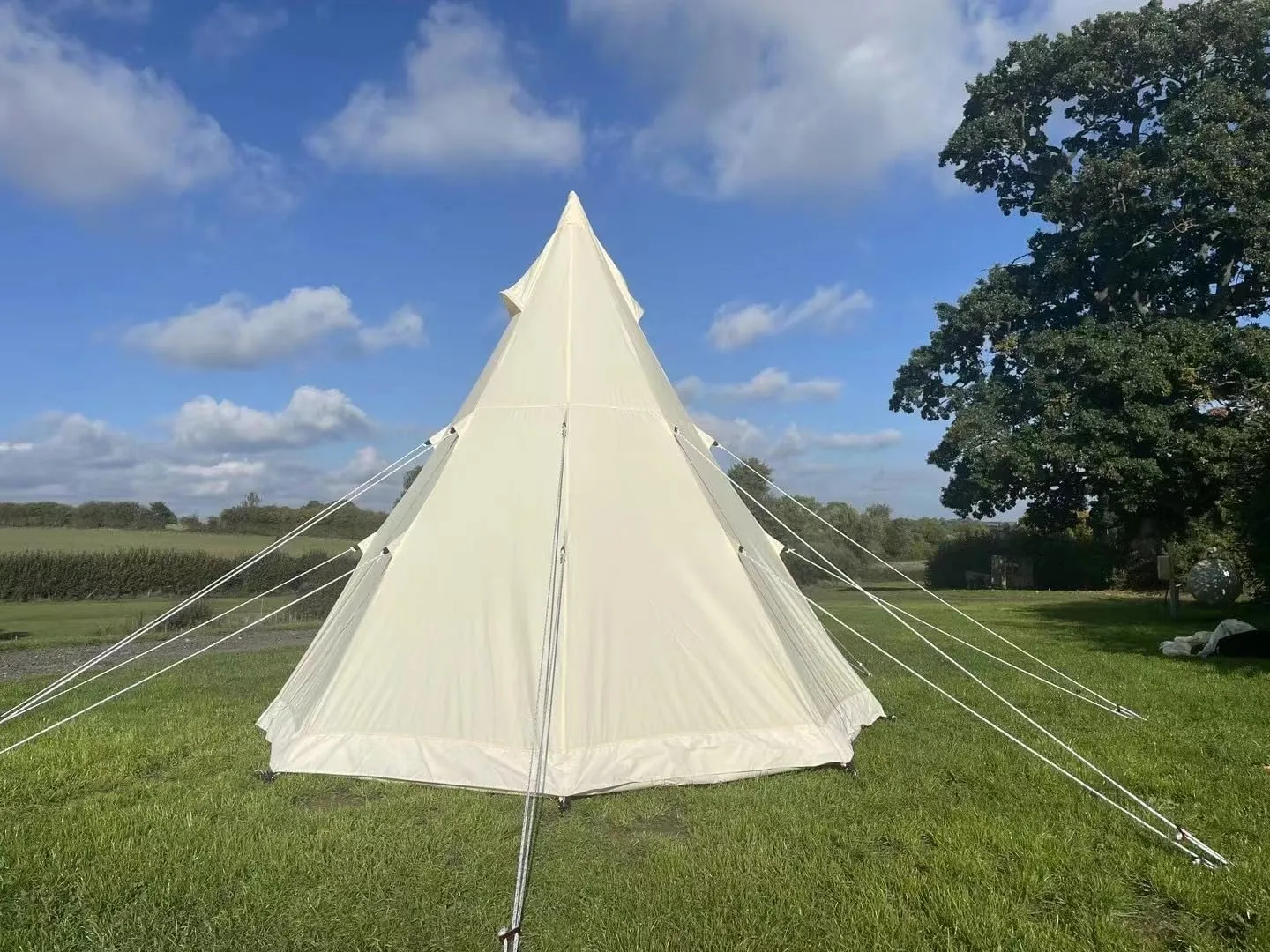 Spacious and 4-Season Tipi Tent for Family Camping and Glamping, Aluminum Pole, Water-Resistant Canvas, 9.85ft