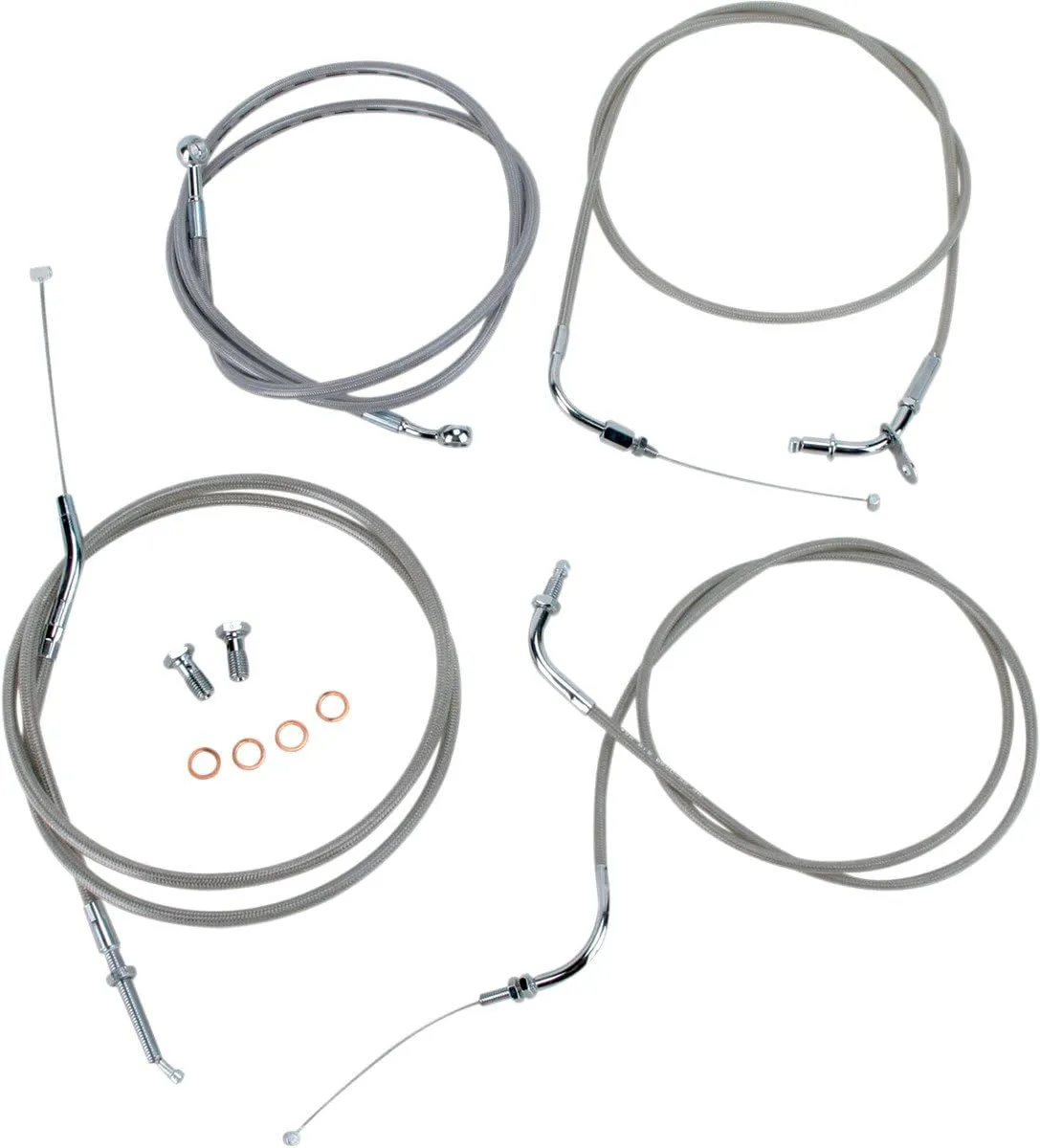 Stainless Handlebar Cable and Line Kit - 18in Bar BA-8015KT-18