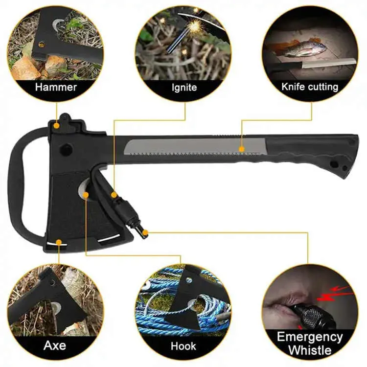 stainless steel hatchet camping multitool