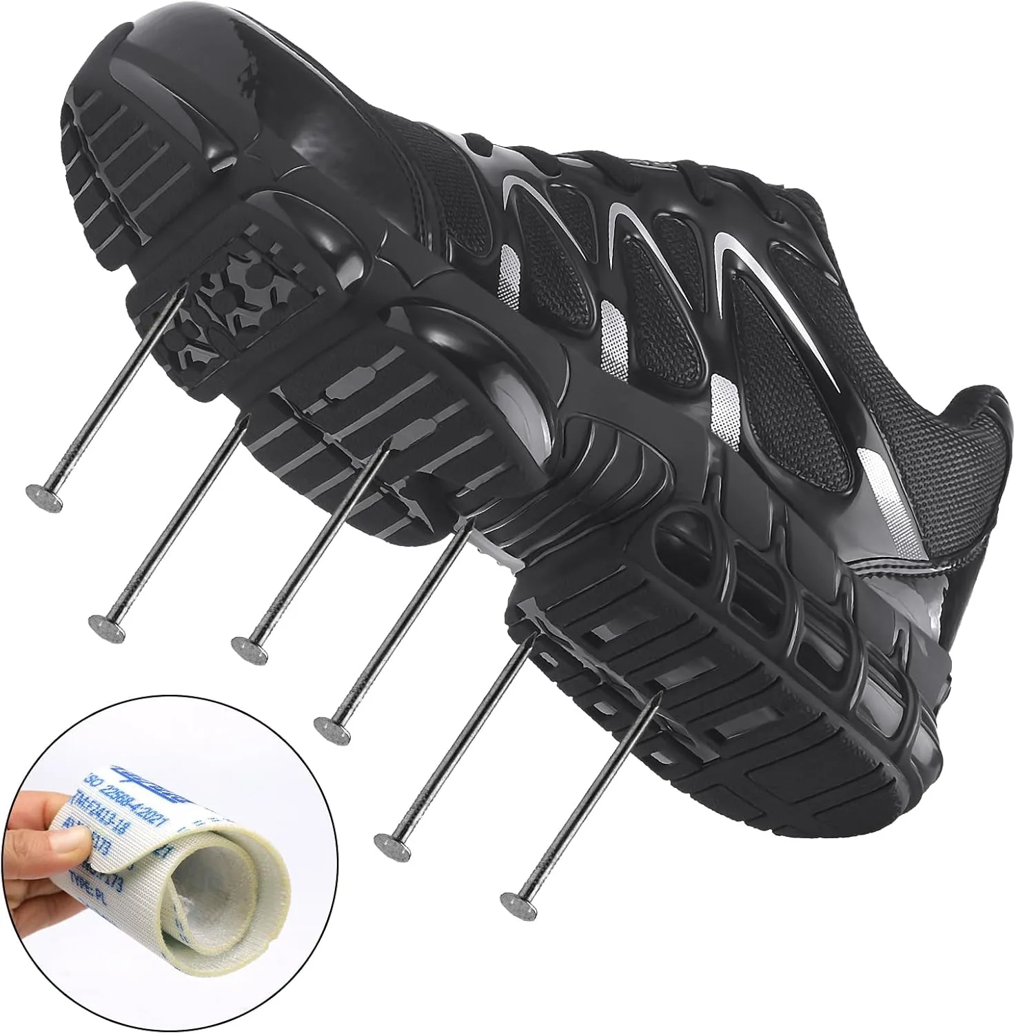 Steel Toe Sneakers for Men Women Safety Shoes Wide Composite Toe Air Cushion Slip Resistant Work Shoe Lightweight Comfortable Indestructible Industry Footwear