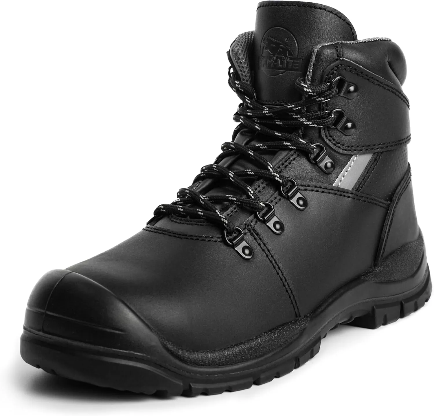 Steel Toe Work Boots for Men – Waterproof Leather, Slip Resistant, Shock Absorbing, Breathable Safety Boots for Construction, Industrial, Warehouse Use